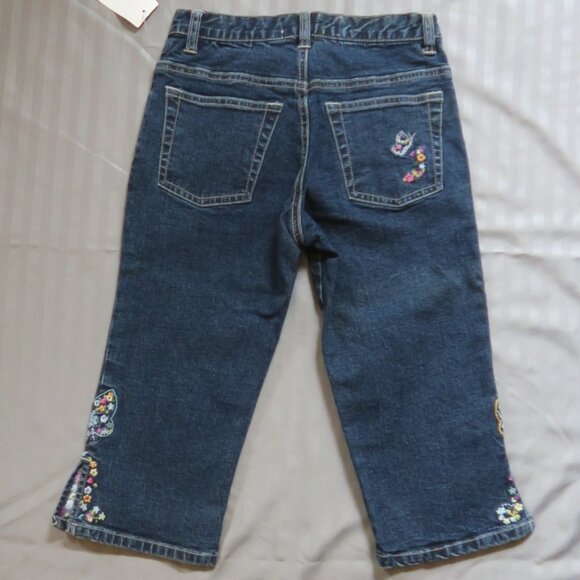GapKids Girls Denim Jacket/Capri Butterflies & Flowers Outfit Sz 5/6 & 6 NWT - Picture 14 of 16